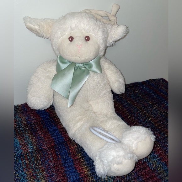 Other - Plush Lamb Baby Toy with Green Bow